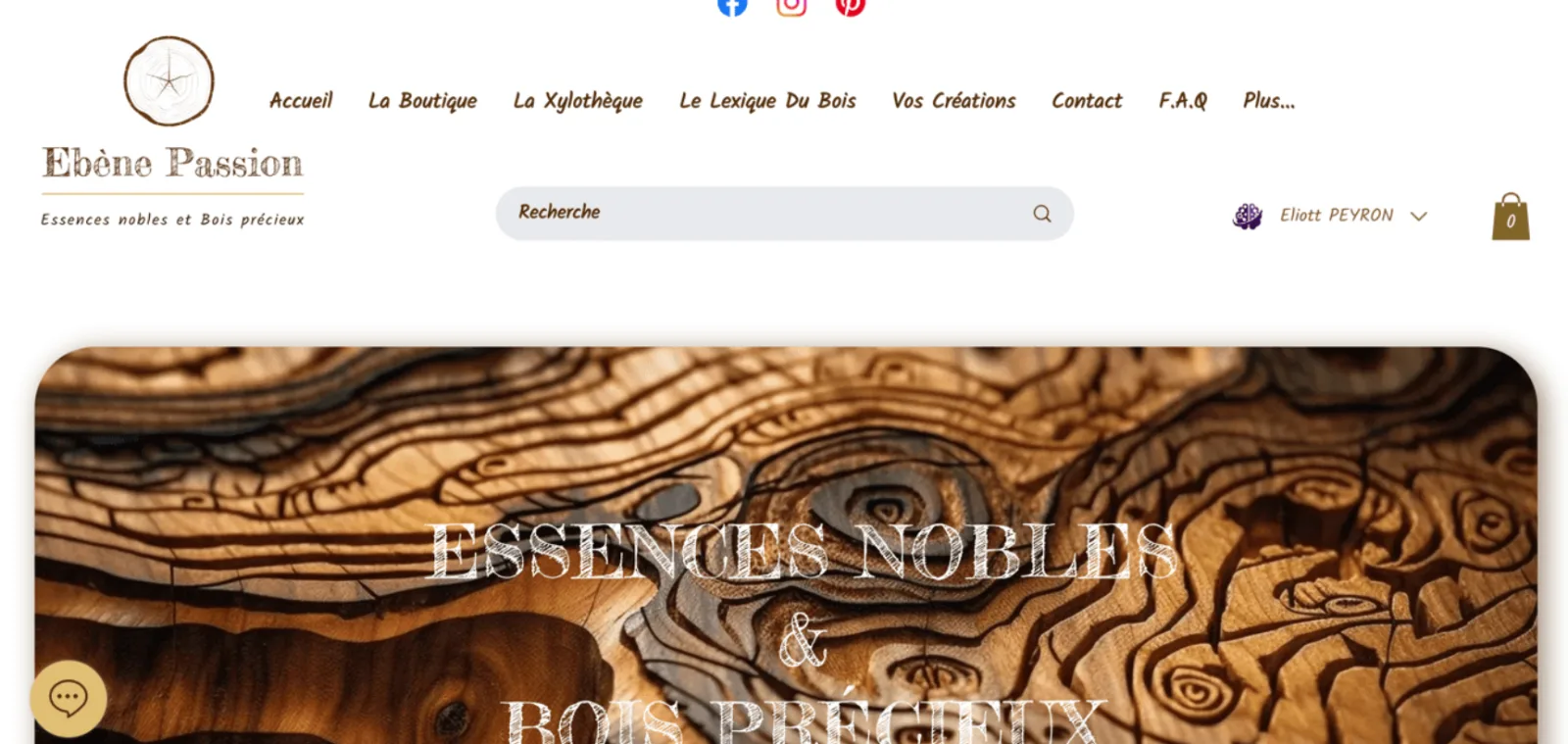 Page d'accueil du site Ebène Passion